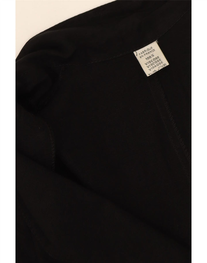 VINTAGE Womens 1 Button Blazer Jacket UK 14 Medium Black Viscose Vintage Vintage and Second-Hand Vintage from Messina Hembry 