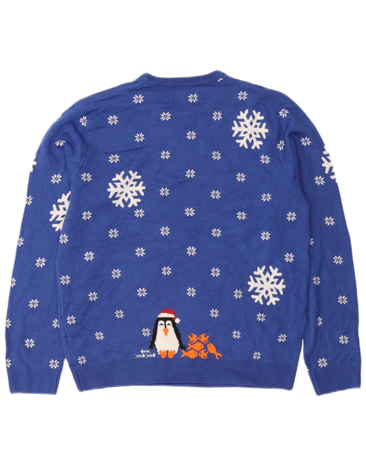 Marks & Spencer Herre sweater med rund hals, medium blå vinter