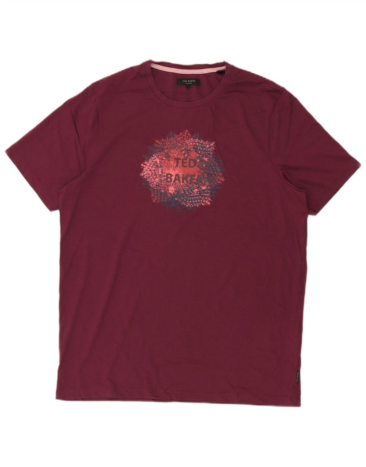Ted Baker Herre grafisk T-shirt Top størrelse 4 Stor rødbrun bomuld