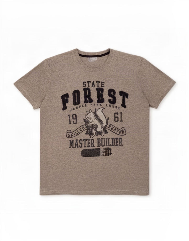Benetton Herre grafisk T-shirt Top Stor grå Flecked Bomuld