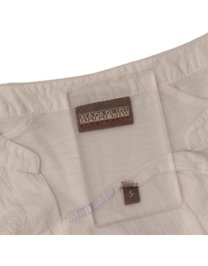 NAPAPIJRI Dame 3/4 ærmet bluse Top UK 10 Small White Floral