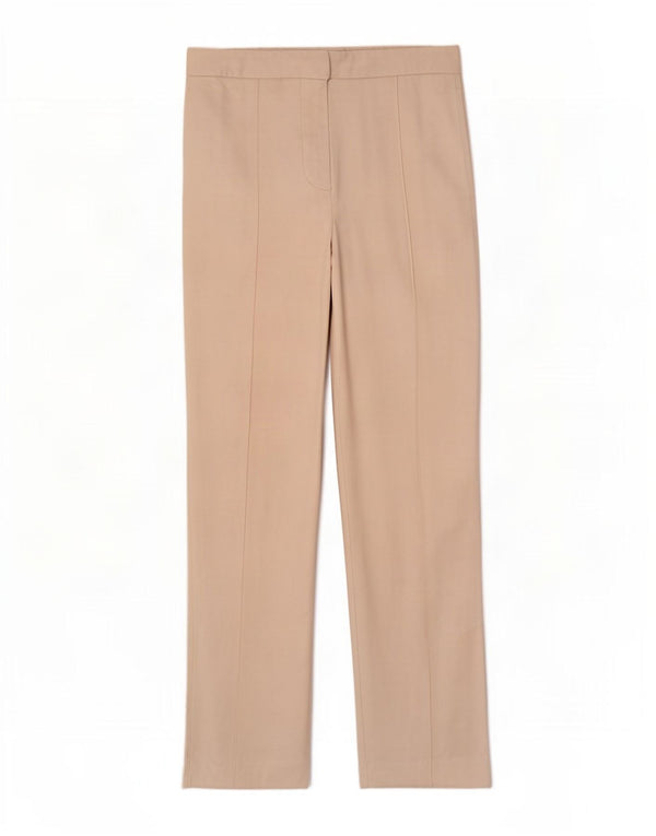 Reiss Dame Højtalje Lige Capri Bukser UK 10 Small W27 L21 Beige