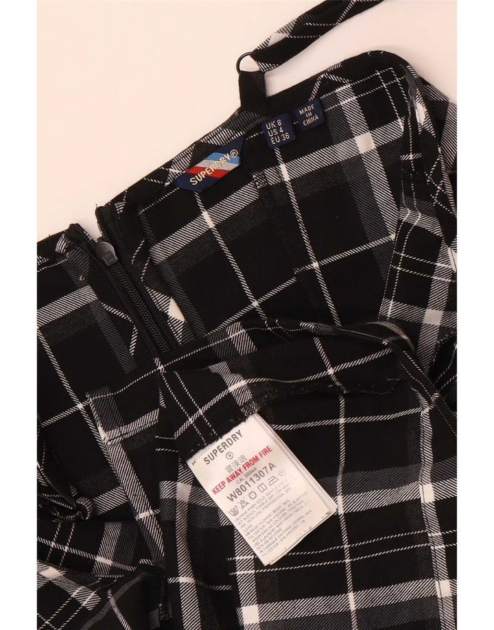Superdry Womens Pinafore Dress UK 8 Small Black Plaid Polyester