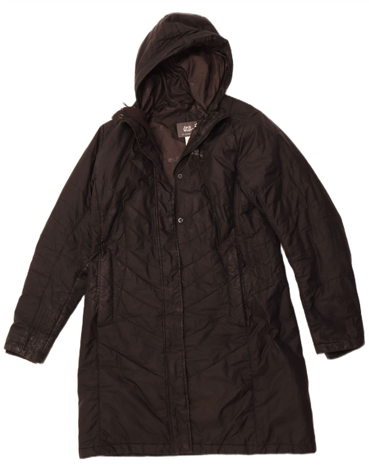 JACK WOLFSKIN Dame hætte polstret frakke UK 16 Stor sort polyester