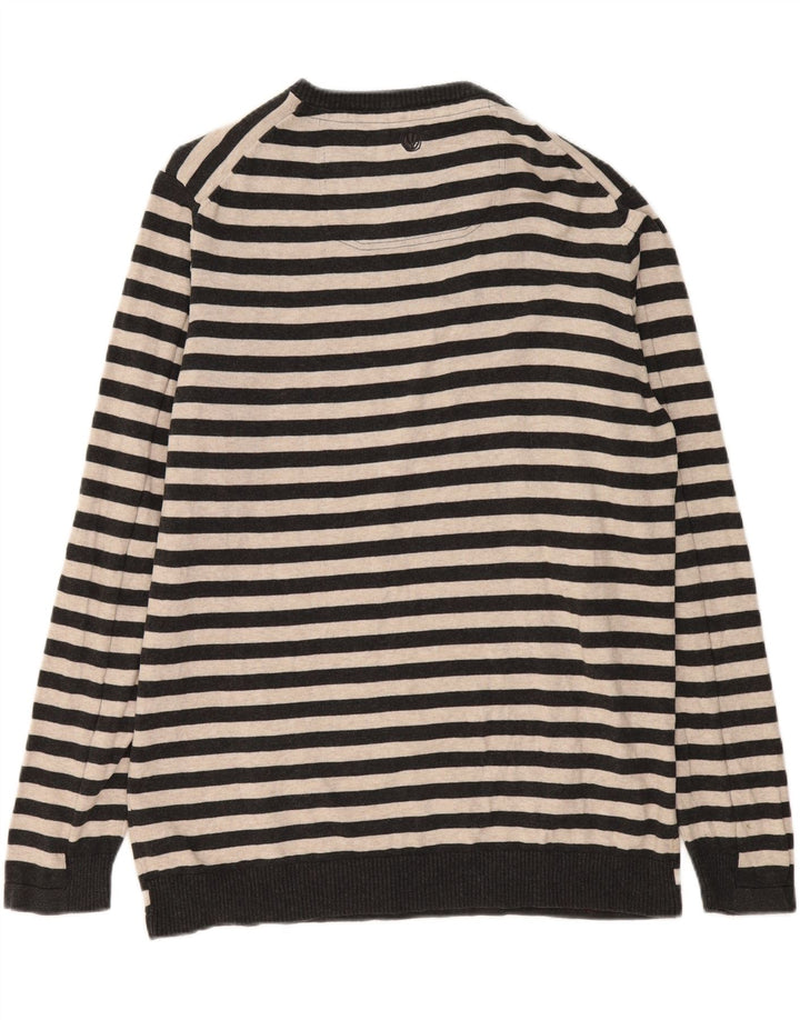 FAT FACE Herre sweater med rund hals XL Gråstribet bomuld