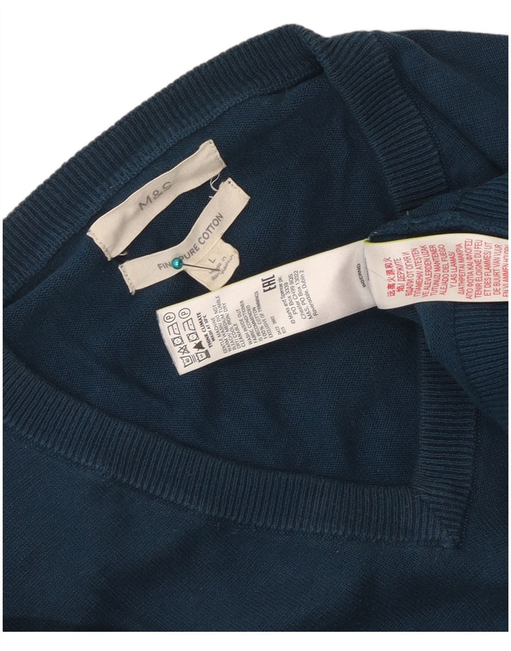 Marks & Spencer Herre V-hals sweater Stor blå bomuld