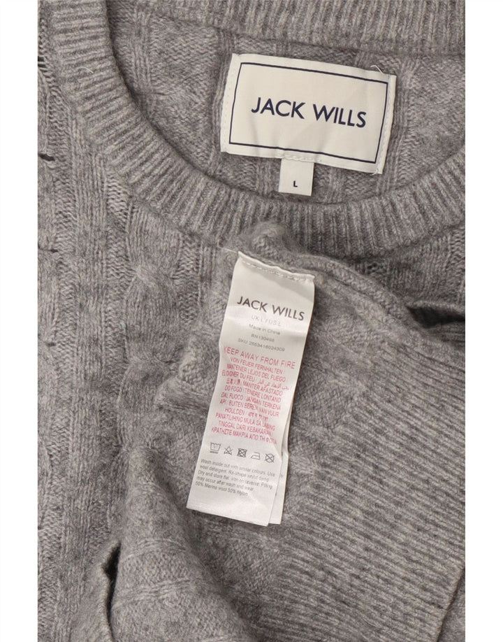 Jack Wills Dame Crew Neck Jumper Sweater UK 14 Large Grey Wool