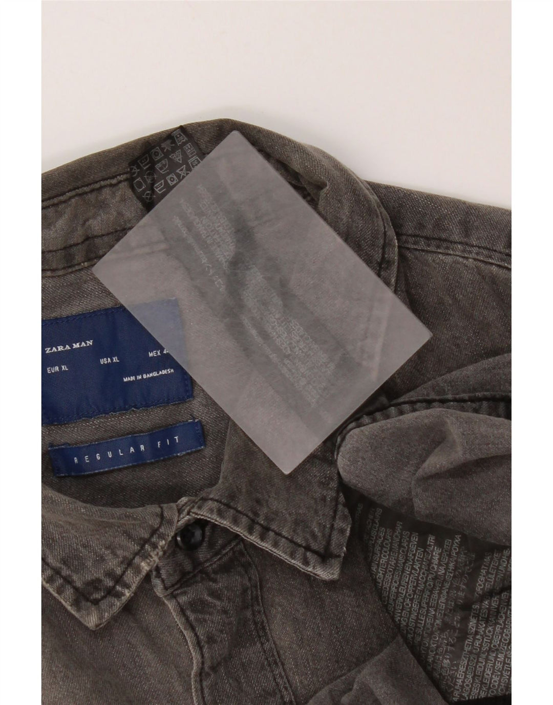 Zara Herre Regular Fit Denim Shirt XL Grå Bomuld
