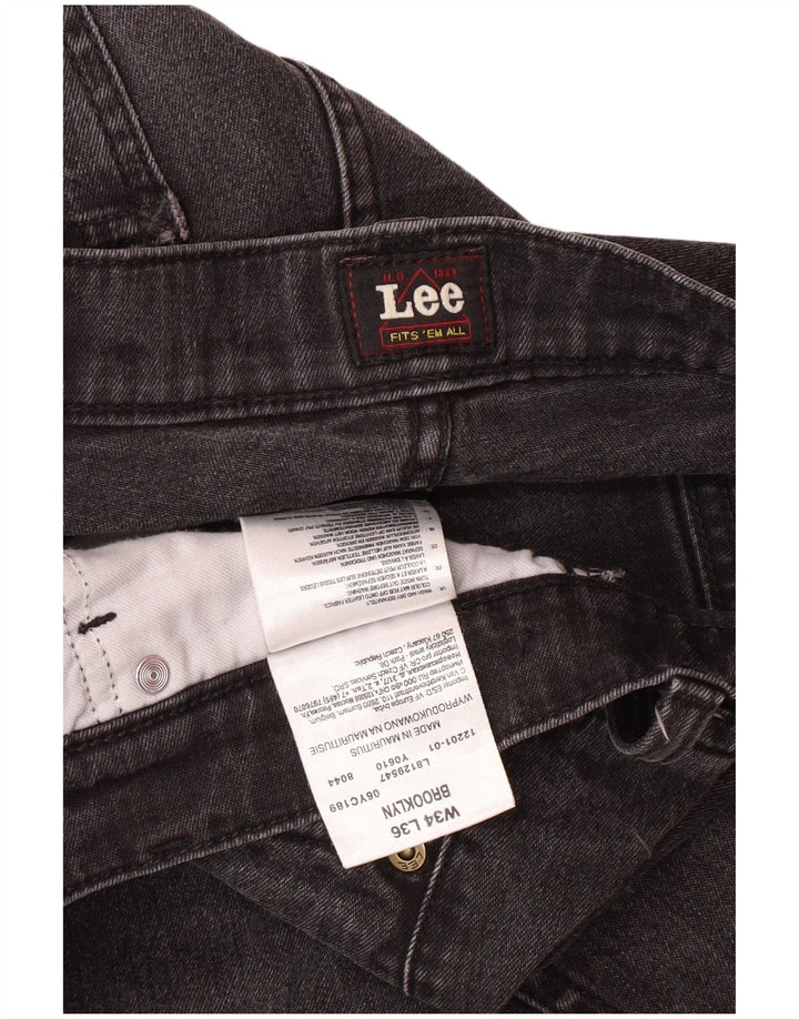 LEE Mens Brooklyn Straight Jeans W34 L33 Grå Bomuld