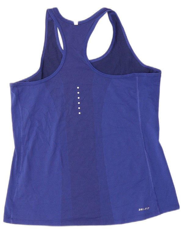 Nike Dame Dri Fit Grafisk Vest Top UK 12 Medium Blue Polyester