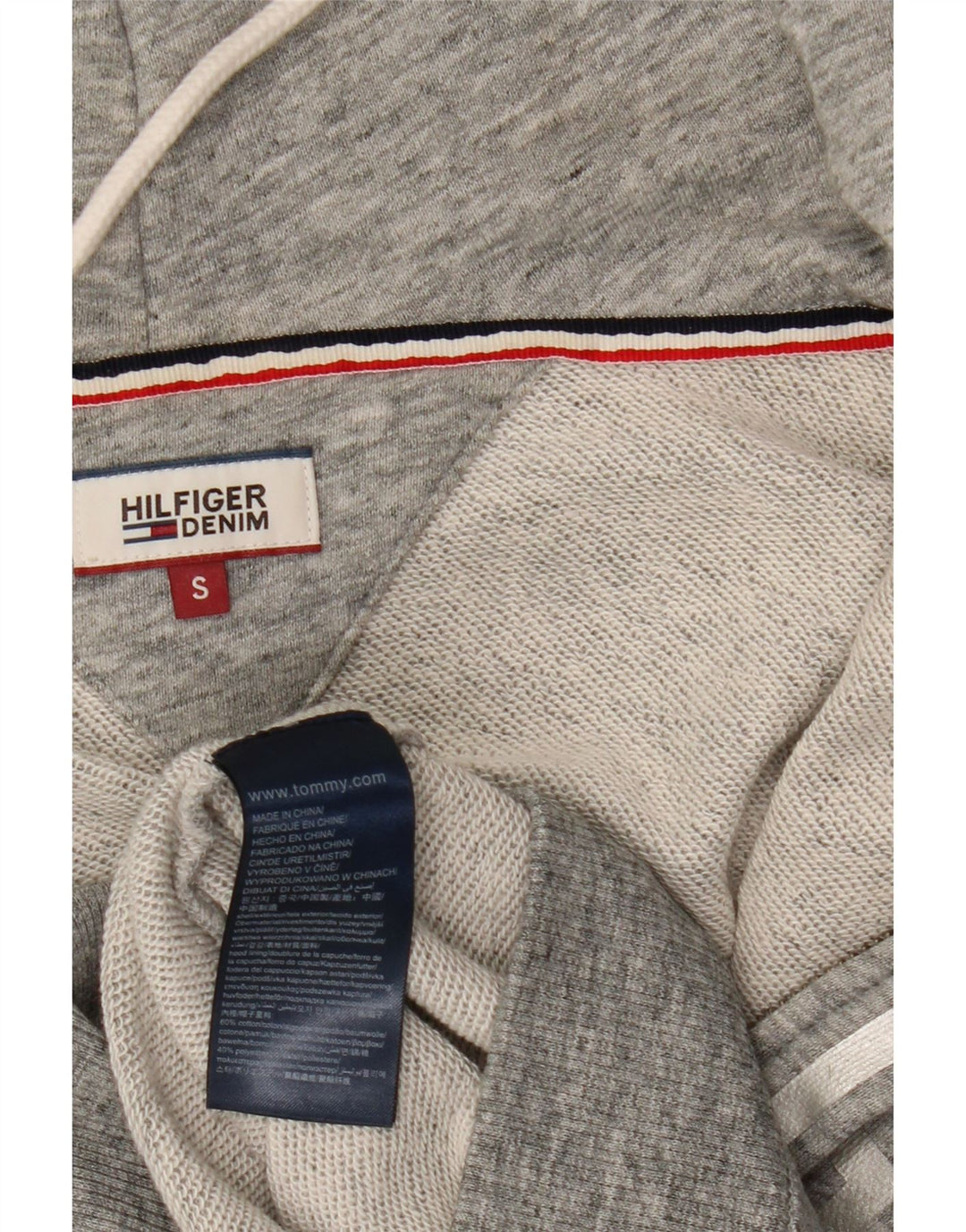 TOMMY HILFIGER Dame Oversized hættetrøje med lynlås UK 10 Small Grå