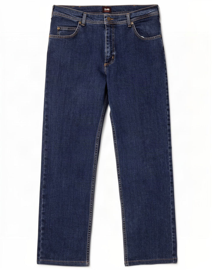 Lee Herre Brooklyn Straight Jeans W34 L30 Marineblå Bomuld