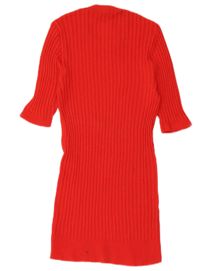 VINTAGE Damestrik bluse Top UK 8 Lille Rød