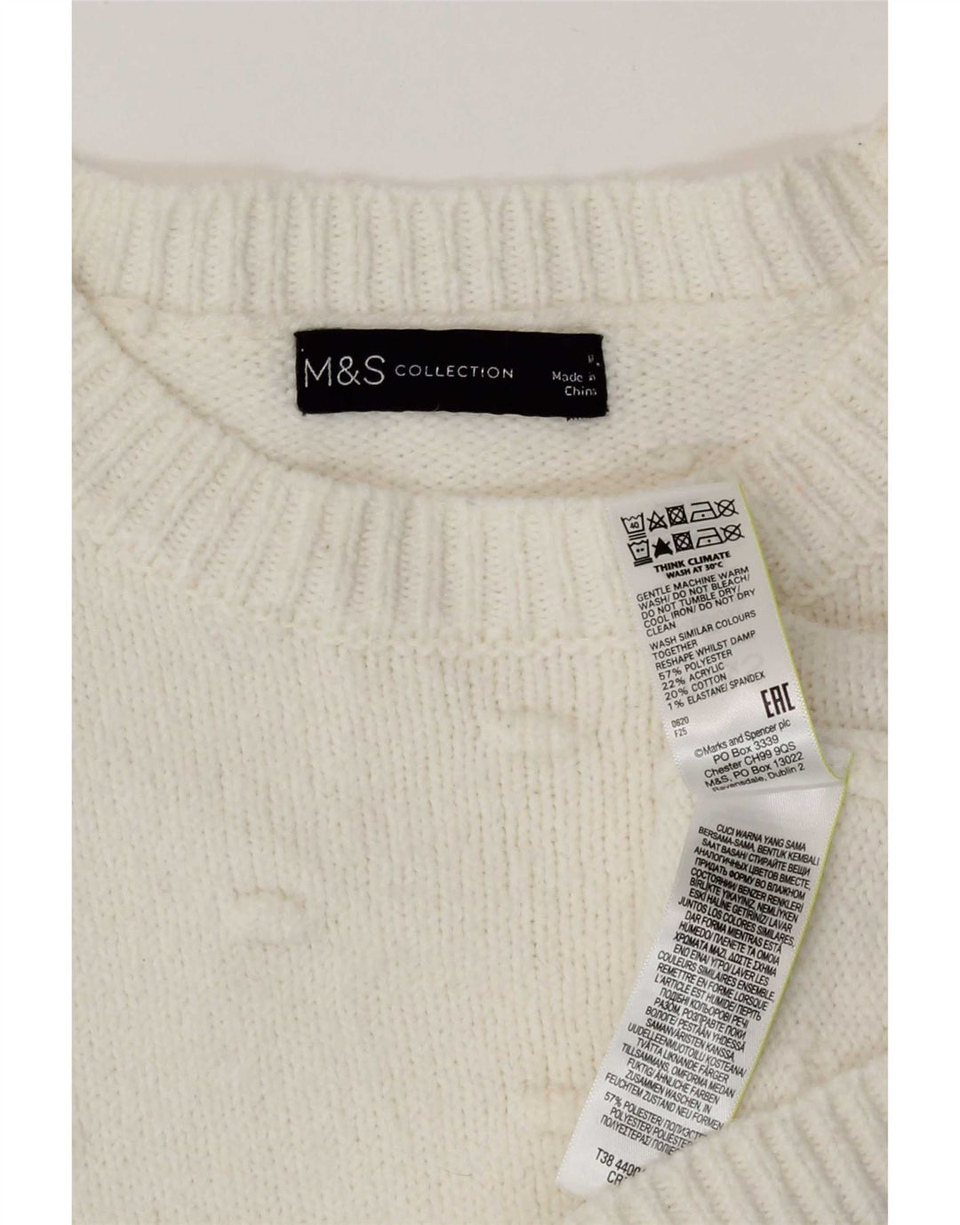 Marks & Spencer Dame sweater med rund hals DK 14 Medium White