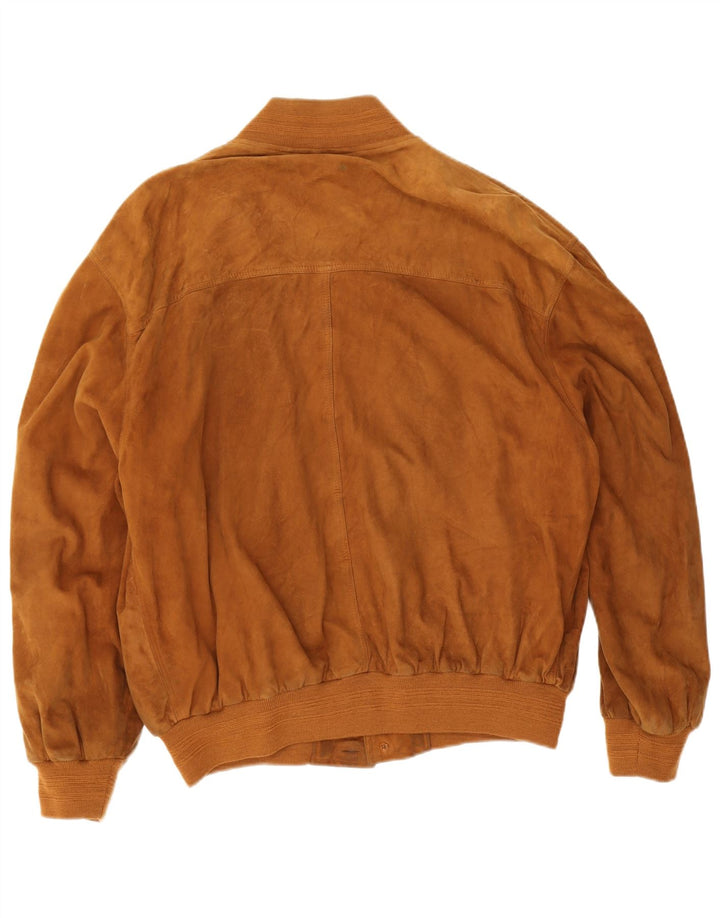 Vintage herre ruskind bomberjakke IT 54 2XL brunt læder