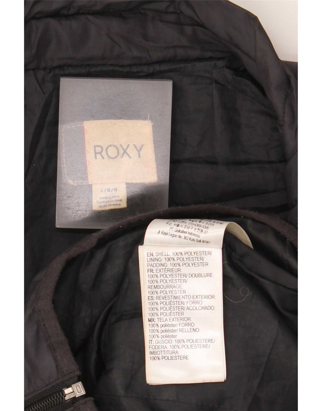 Roxy polstret jakke til kvinder UK 14 Stor sort polyester
