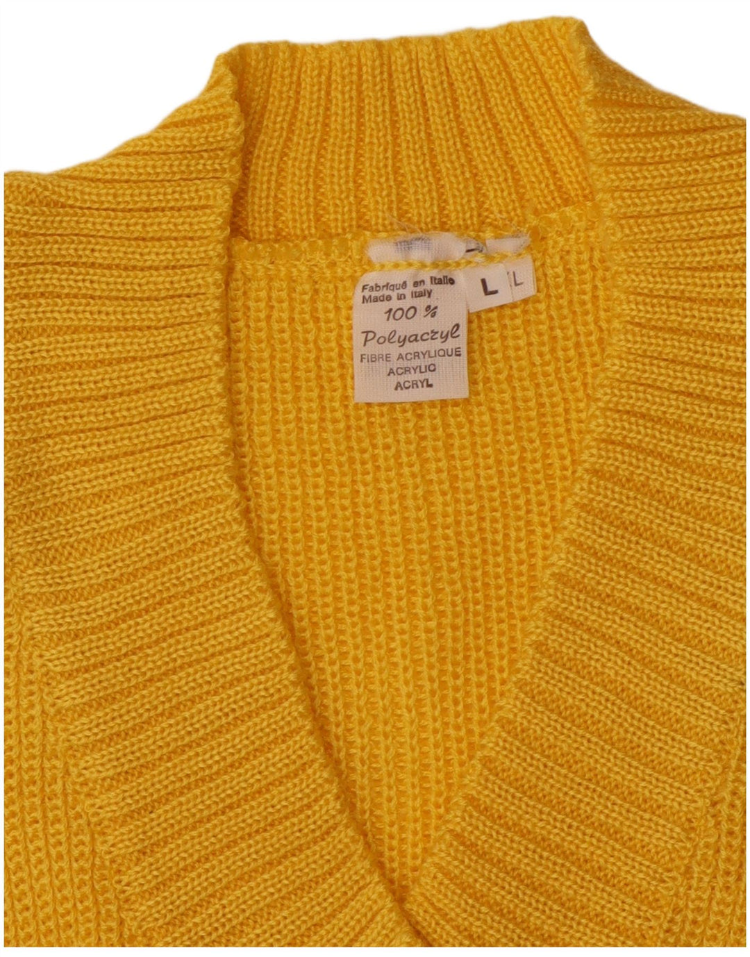 VINTAGE Womens Oversized Vest Tank Top UK 16 Large Yellow Polyacrylic