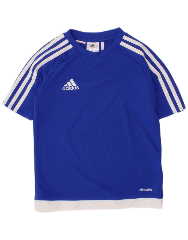 ADIDAS Boys Climalite T-Shirt Top 7-8 år Blå Colourblock