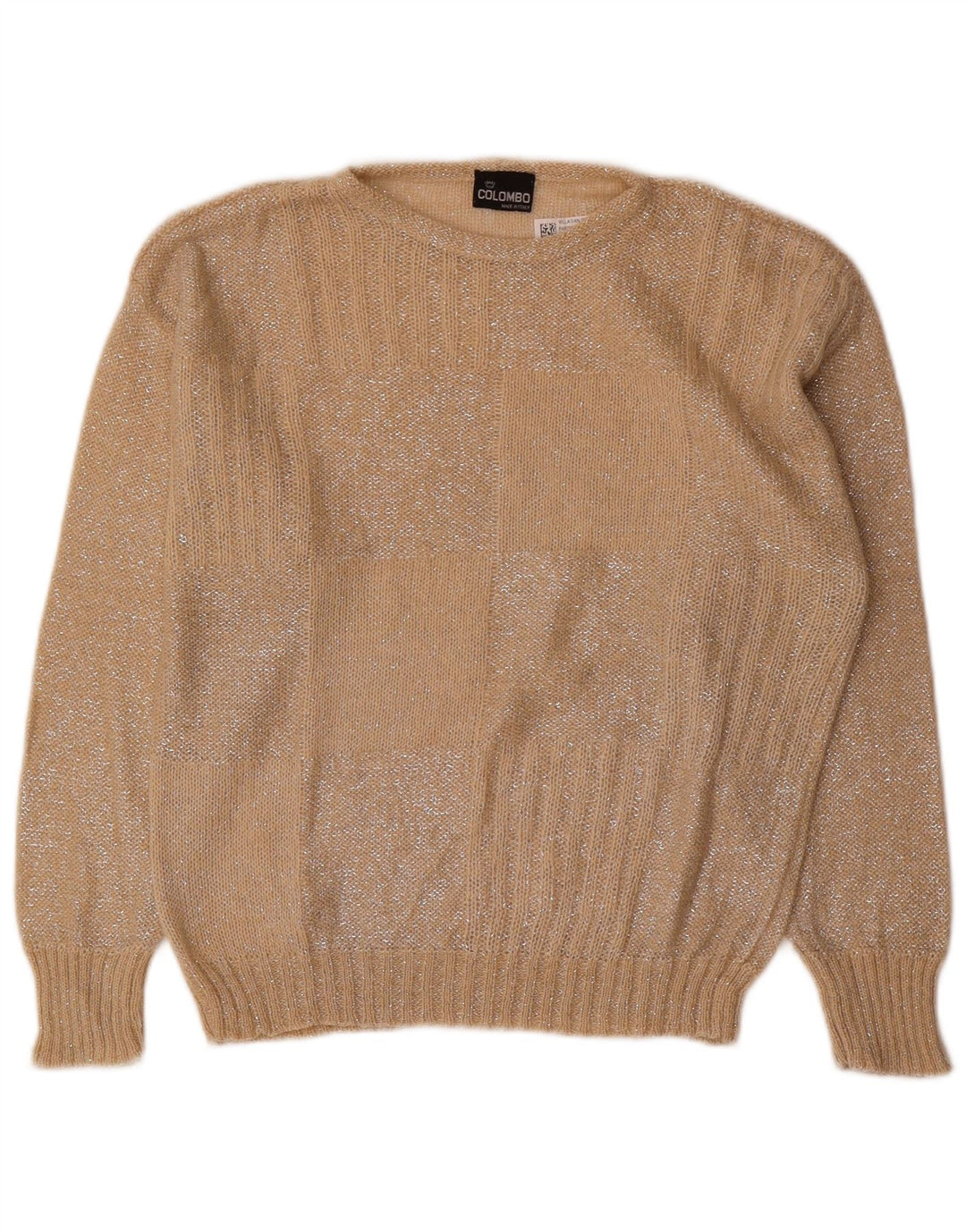 Colombo Dame Boat Neck Jumper Sweater UK 12 Medium Beige Geometrisk