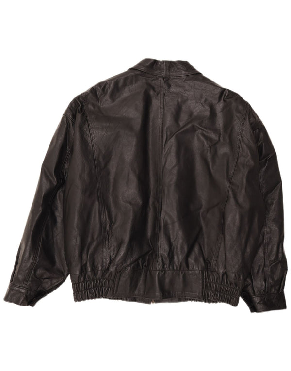 Vintage Herre Loose Fit Læderjakke UK 40 Stor sort læder