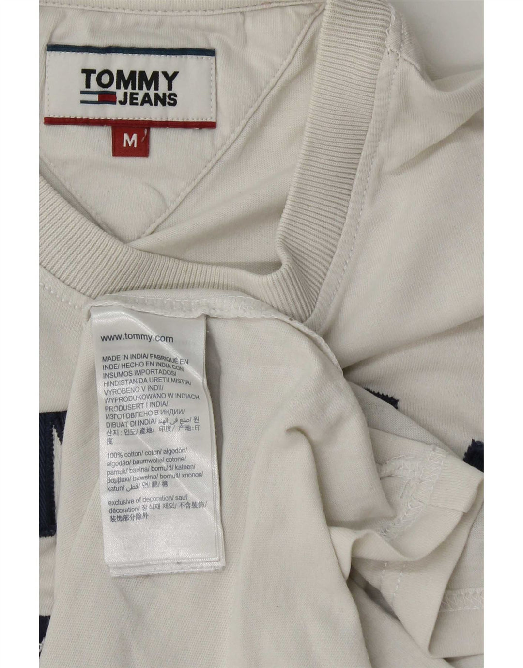 Tommy Hilfiger Herre grafisk T-shirt Top Medium Hvid Bomuld