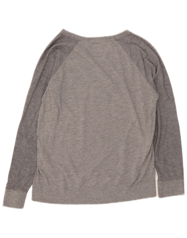 Tommy Hilfiger Dame Grafisk Top Langærmet UK 14 Medium Grå Bomuld
