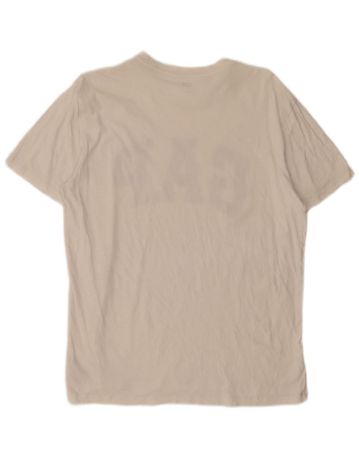 Gap Herre Grafisk T-Shirt Top Medium Hvid Bomuld