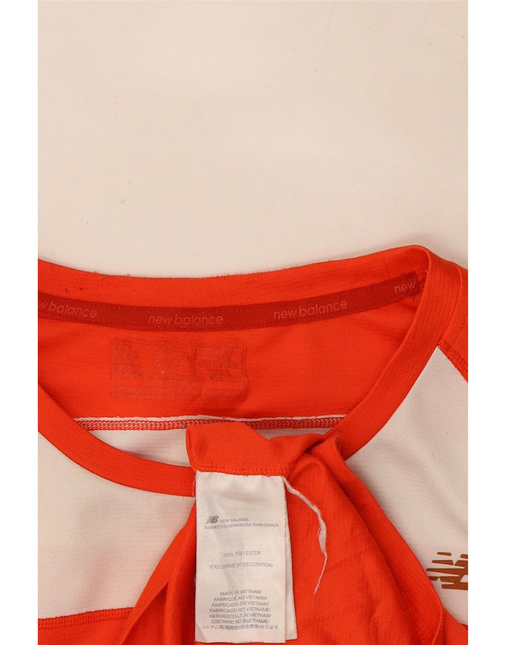 New Balance Herre T-Shirt Top Medium Orange Colourblock Polyester