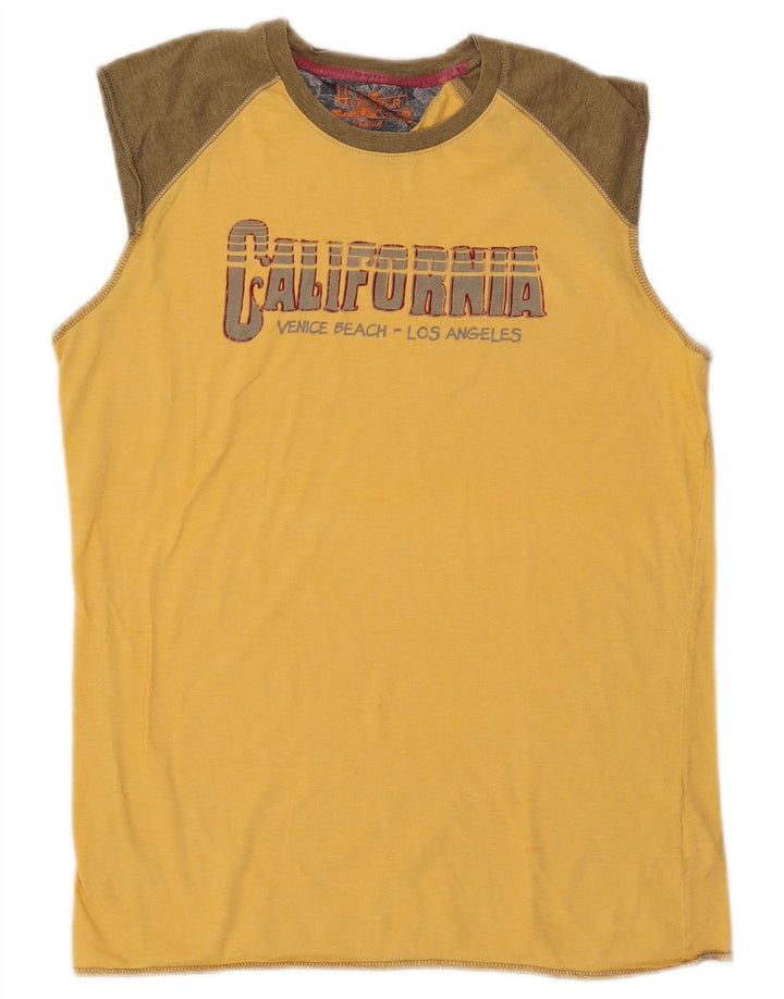 Tommy Hilfiger Herre Grafisk Vest Top Medium Gul Colourblock Polyester