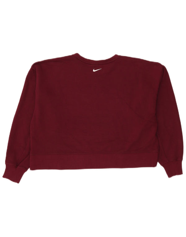 Nike Dame Grafisk Oversized Sweatshirt Jumper UK 10 Lille Bourgogne bomuld