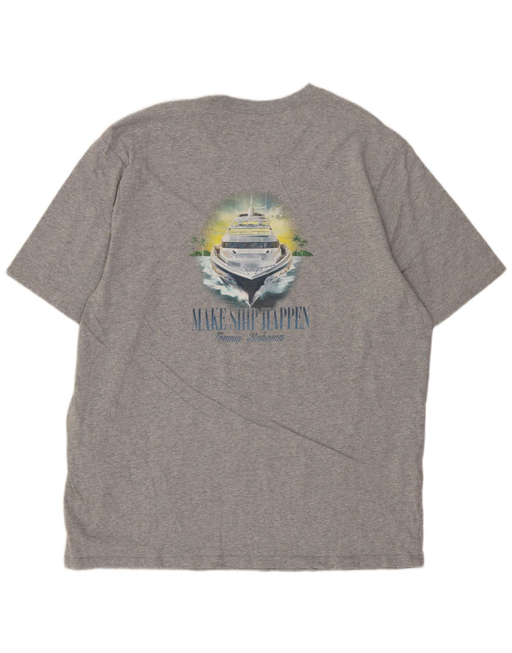 Tommy Bahama Herre Grafisk T-Shirt Top Stor Grå Bomuld