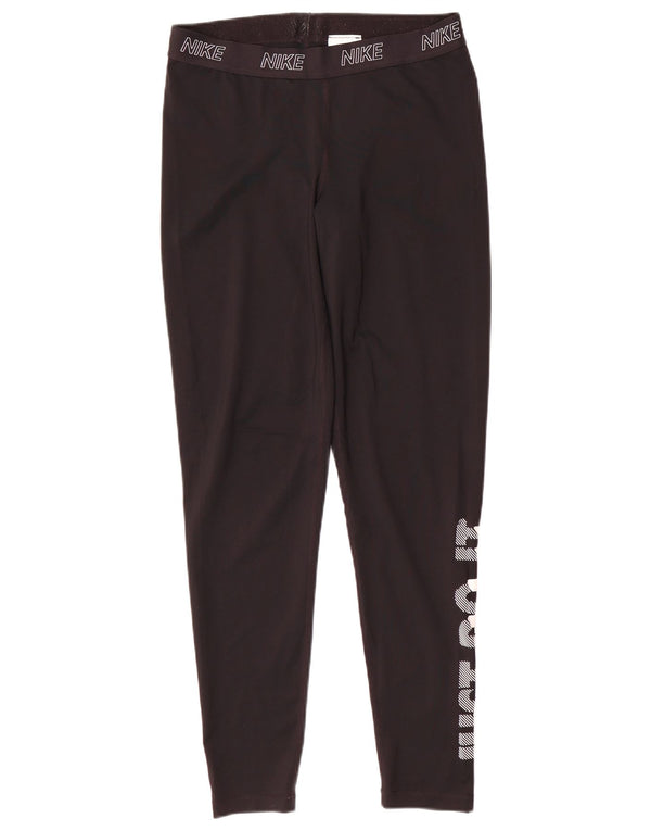 Nike Dame Grafiske Leggings UK 14 Large Sort Polyester