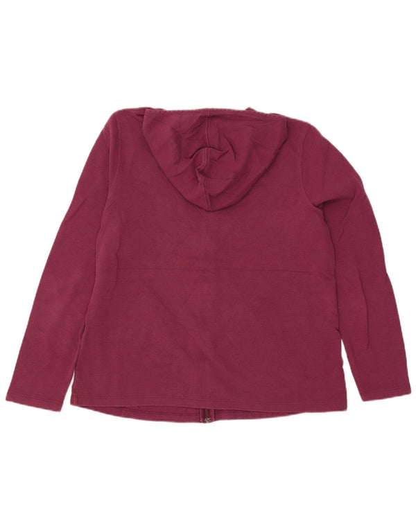 EDDIE BAUER Womens Zip Hoodie Sweater UK 16 Large Pink Cotton