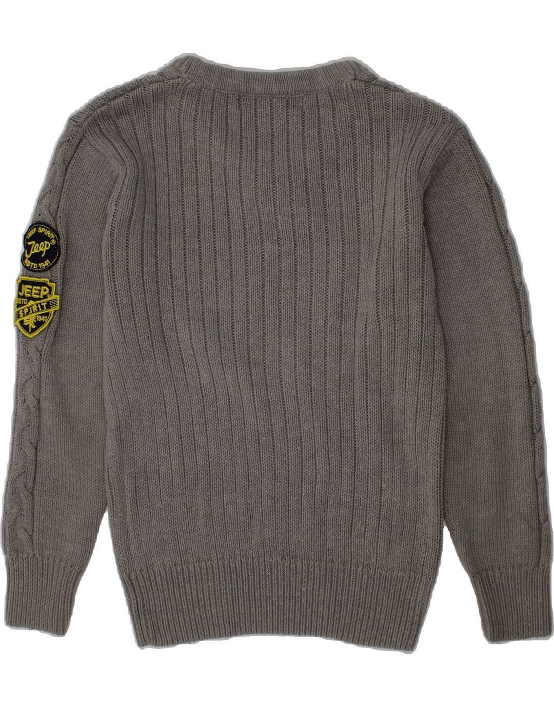 JEEP Boys Graphic V-Neck Jumper Sweater 6-7 Years Grey Acrylic Vintage Jeep and Second-Hand Jeep from Messina Hembry 