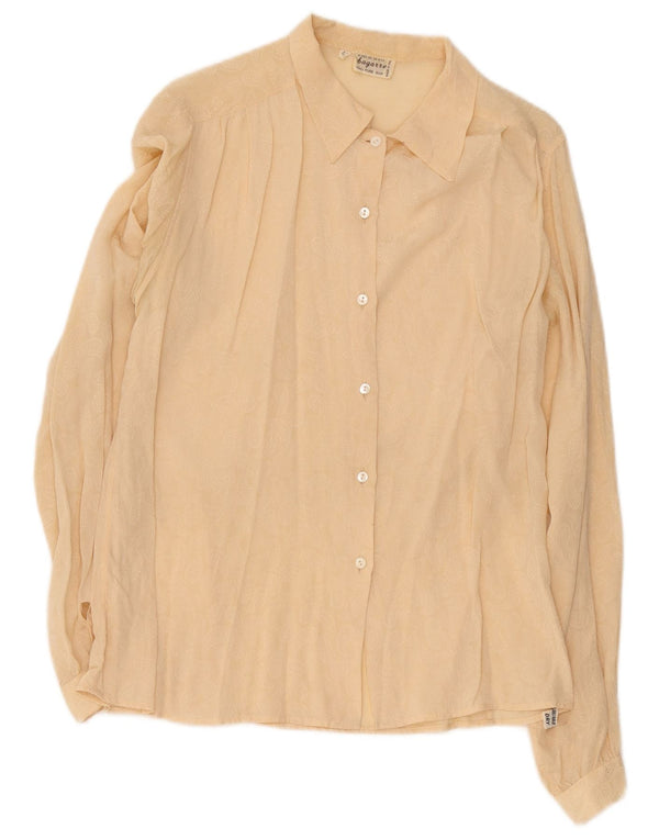 Vintage dameskjorte bluse IT 42 Medium Beige Silke