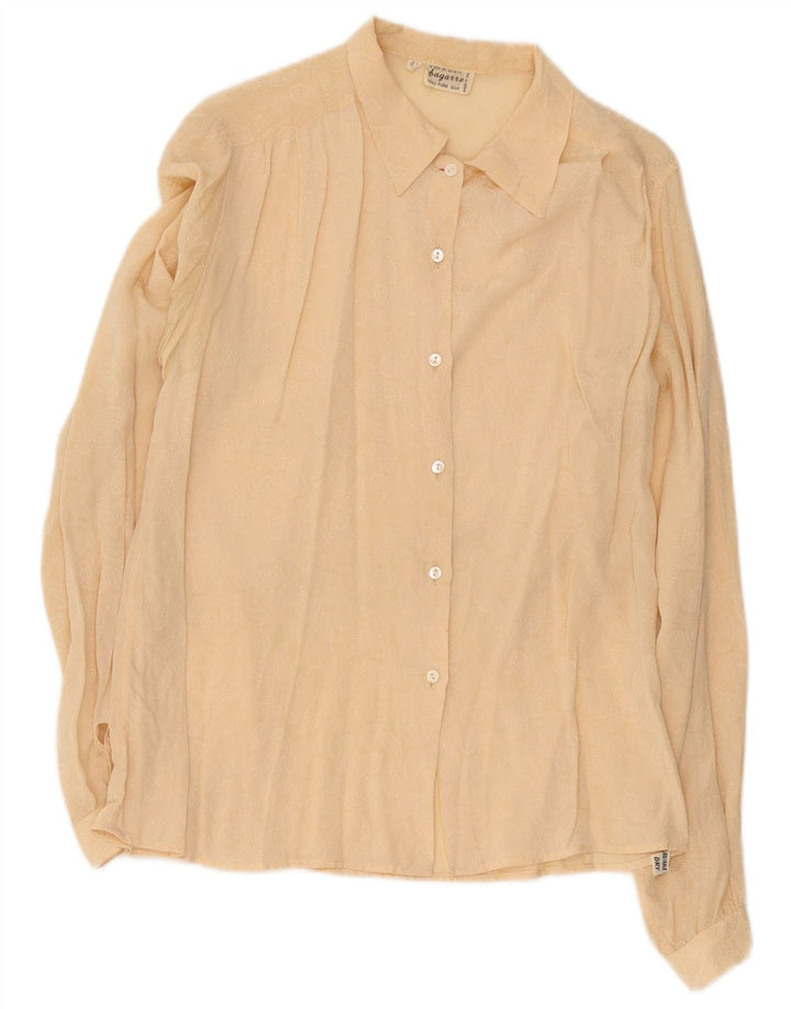 Vintage dameskjorte bluse IT 42 Medium Beige Silke