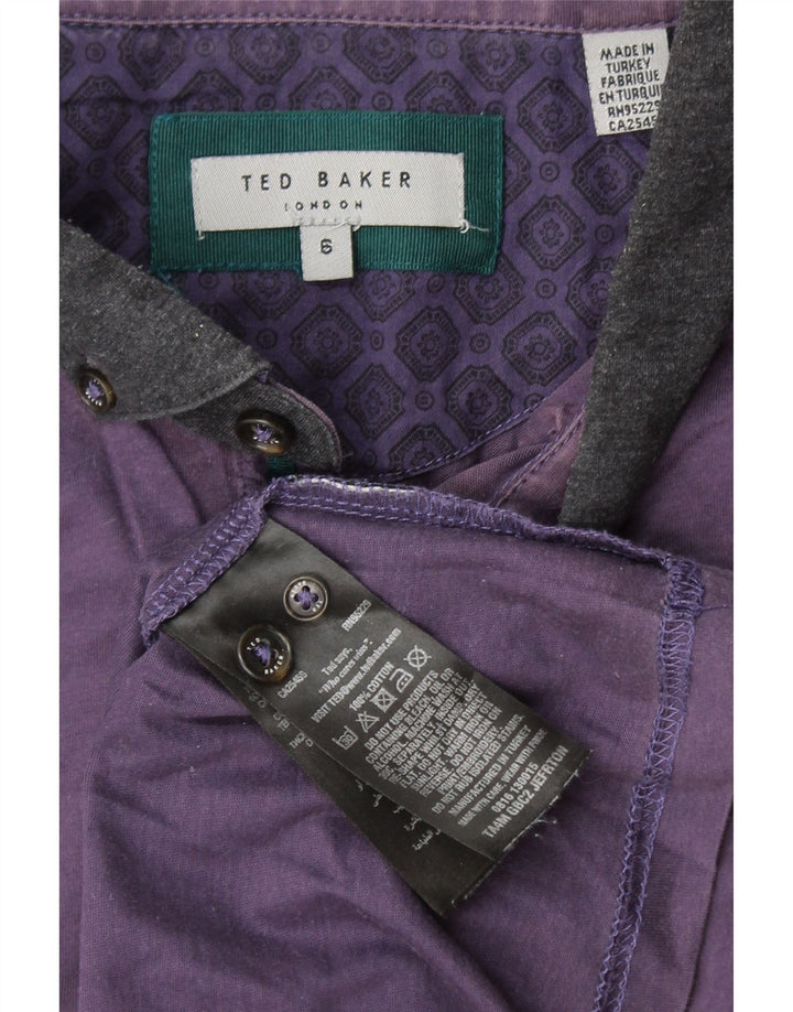 TED BAKER Poloshirt til mænd str. 6 2XL Lilla Colourblock Bomuld