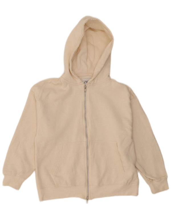 Zara Girls Zip Hoodie Sweater 11-12 Years Off White Bomuld