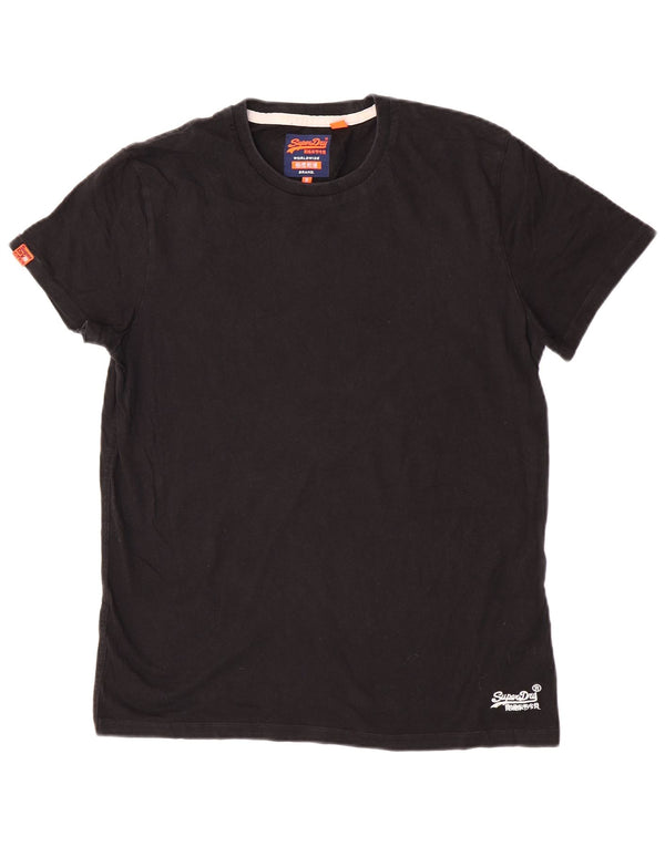 Superdry kortærmet T-shirt top til kvinder UK 18 XL sort bomuld