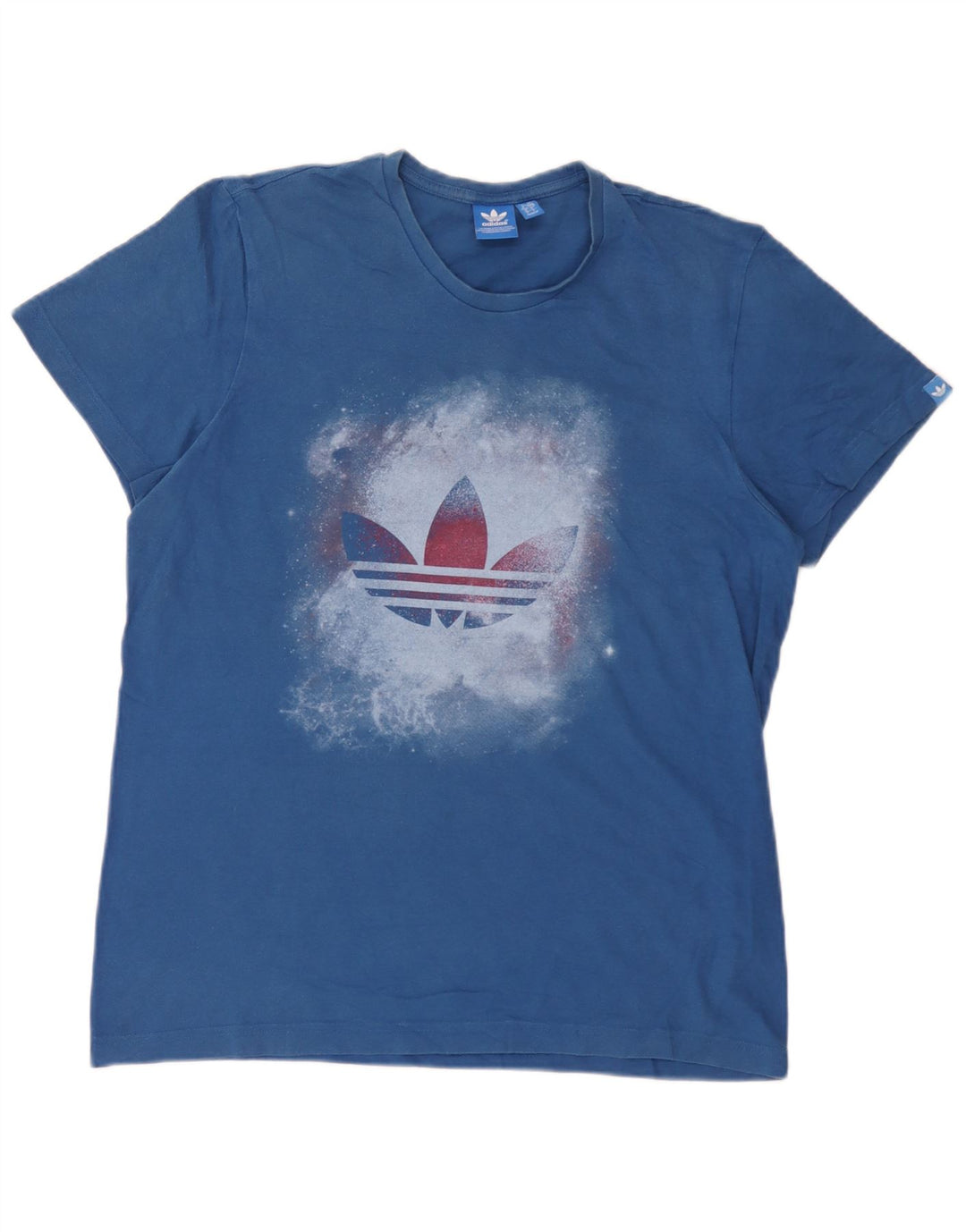 Adidas Herre Grafisk T-Shirt Top Stor Blå Bomuld