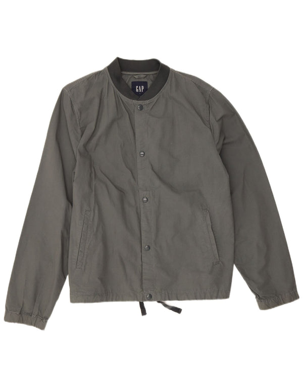 Gap Herre Bomber Jacket UK 40 Stor Grå Bomuld