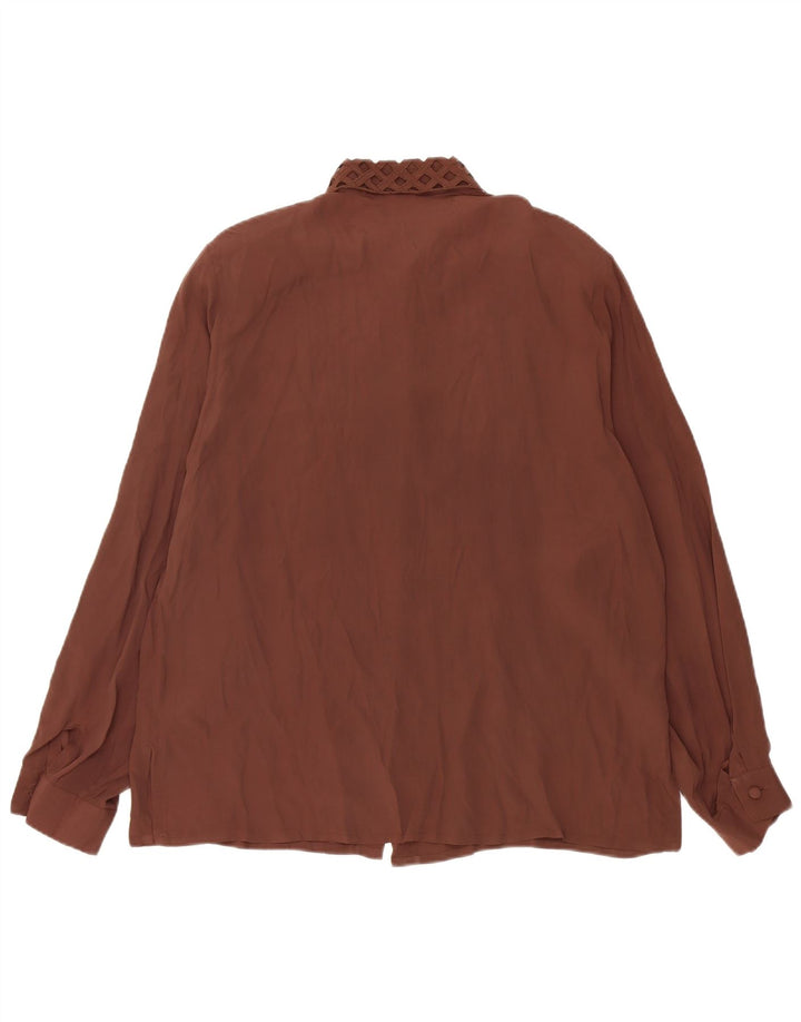 Vintage dameskjorte bluse IT 50 XL brun acetat
