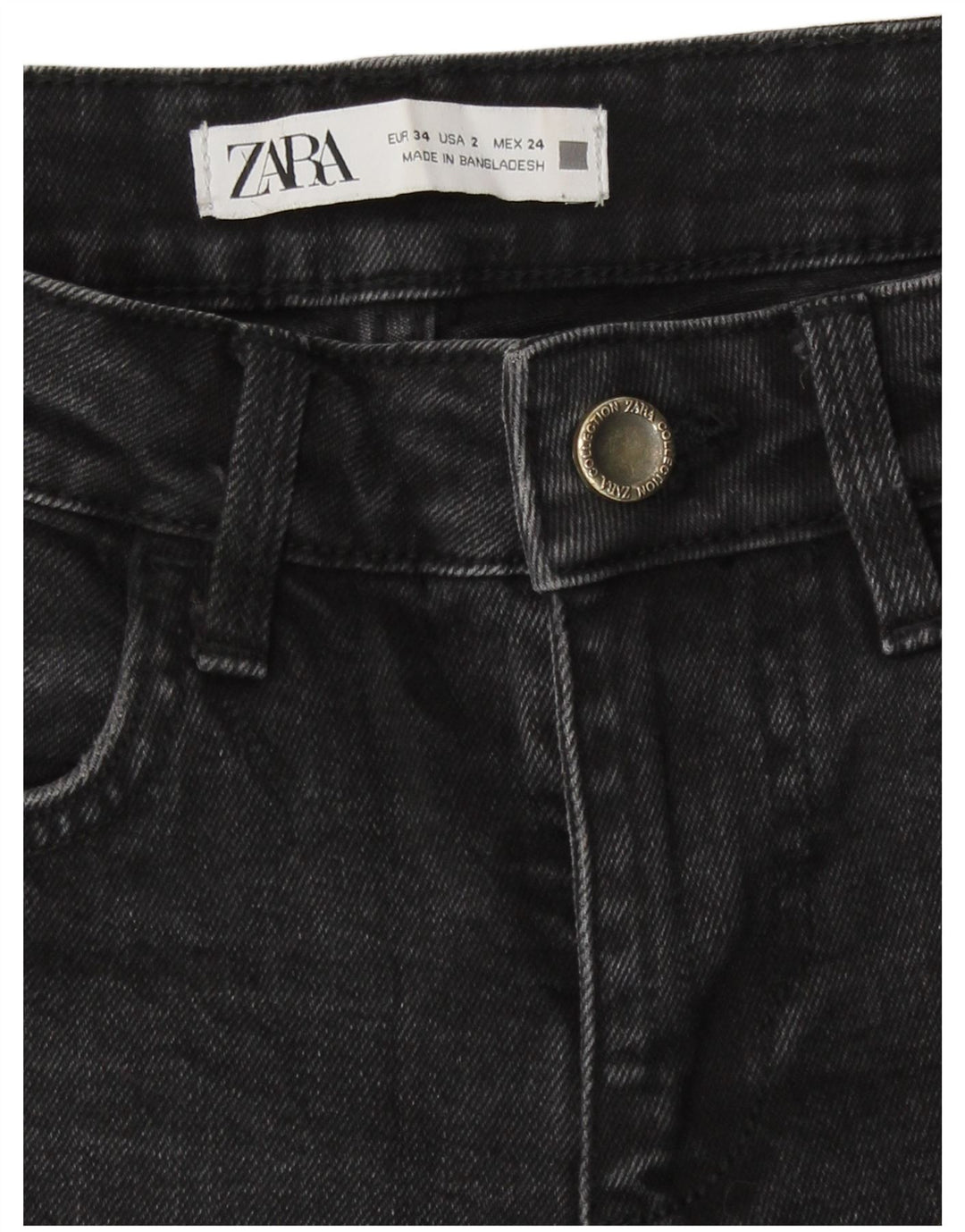 Zara Dame Crop Bootcut Jeans EU 34 2XS W24 L25 Grå