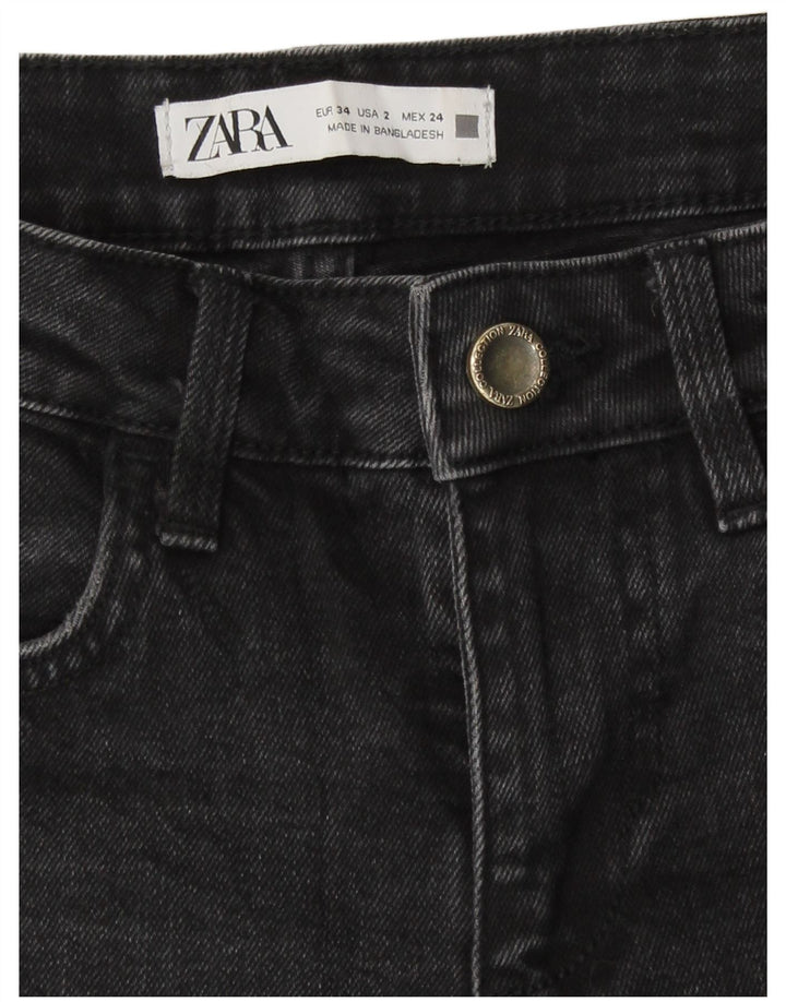Zara Dame Crop Bootcut Jeans EU 34 2XS W24 L25 Grå