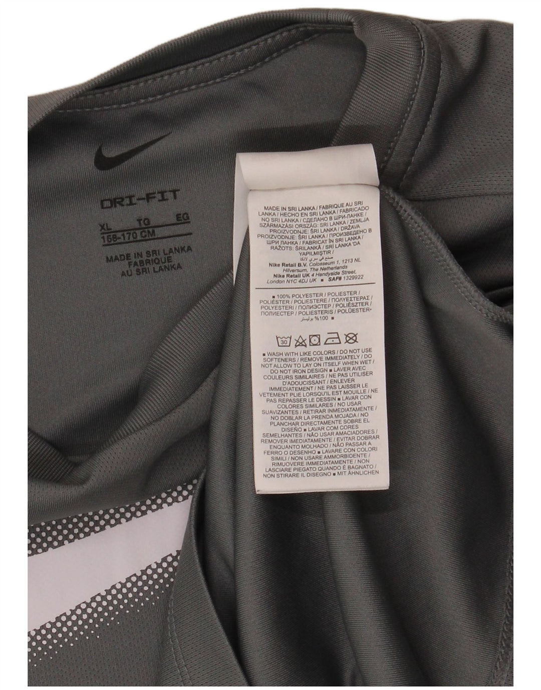 NIKE drenge Dri Fit grafisk T-shirt top 13-14 år XL grå polyester