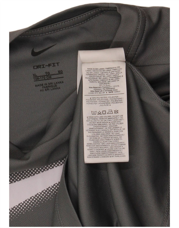 NIKE drenge Dri Fit grafisk T-shirt top 13-14 år XL grå polyester