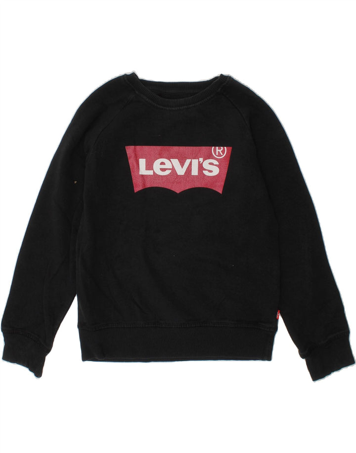 LEVI'S Boys Graphic Sweatshirt Jumper 7-8 Years Medium  Black Cotton Vintage Levi's and Second-Hand Levi's from Messina Hembry 