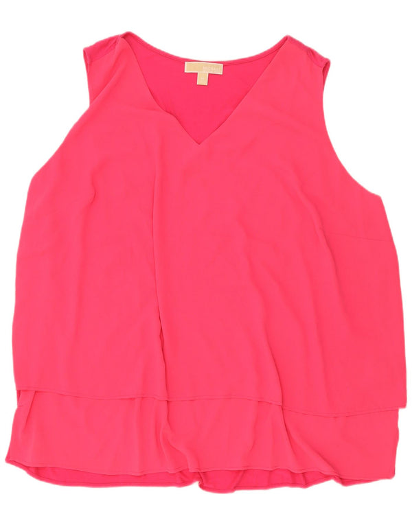 Michael Kors Dame ærmeløs bluse Top UK 22 3XL Pink Polyester
