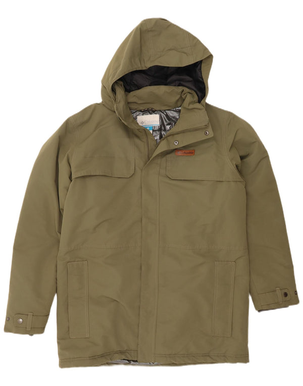 Columbia Herre Hooded Windbreaker Coat UK 40 Large Khaki Polyester
