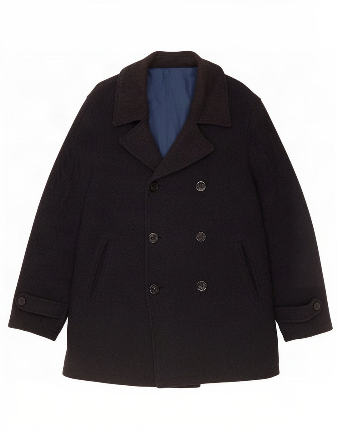 Marks & Spencer Herre Pea Coat UK 40 Large Navy Blue Wool